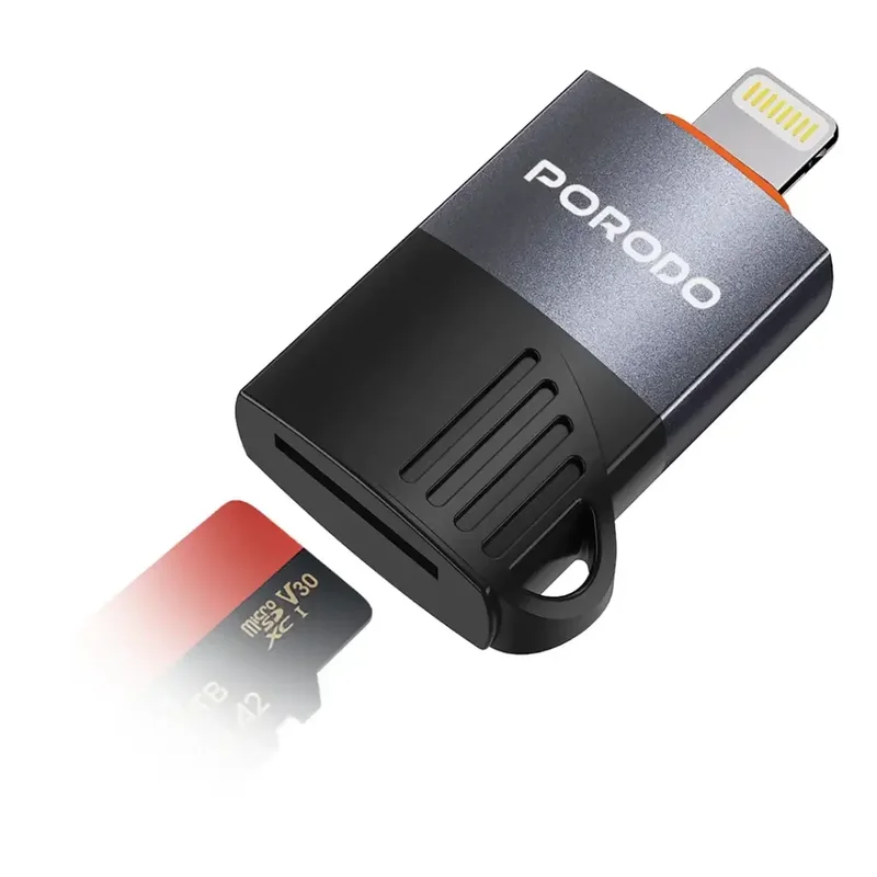 Porodo Lightning | OTG TF Card Reader Black