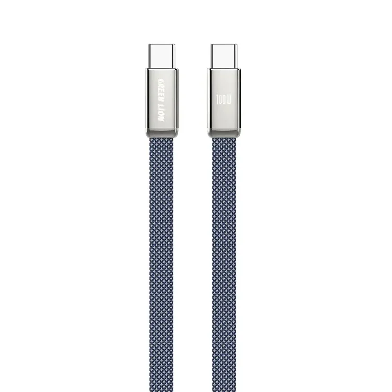 Green Lion Ultra-Thin Braided 1M Cable USB-C To USB-C 100W Blue