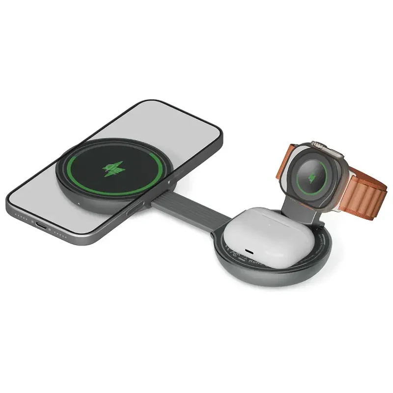 Green Lion Qi2.2 Tri-Charge Foldable Magnetic Wireless Charger 25W