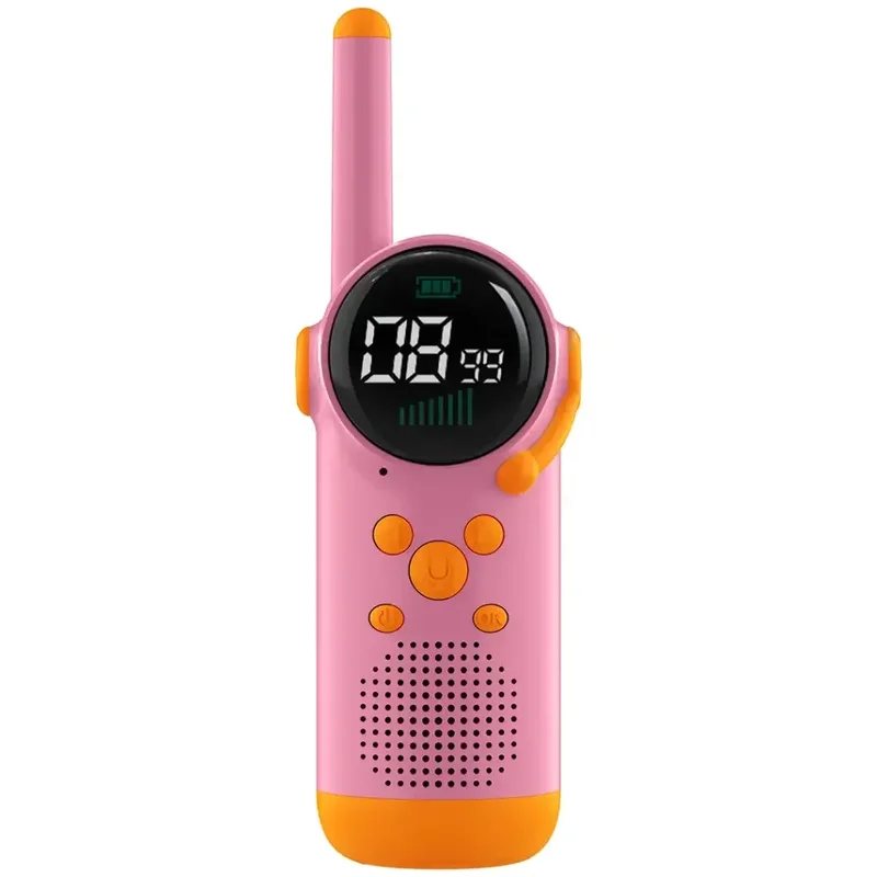 Porodo Kids Dual LCD Walkie Talkies with Flashlight & Keypad Child Lock Pink