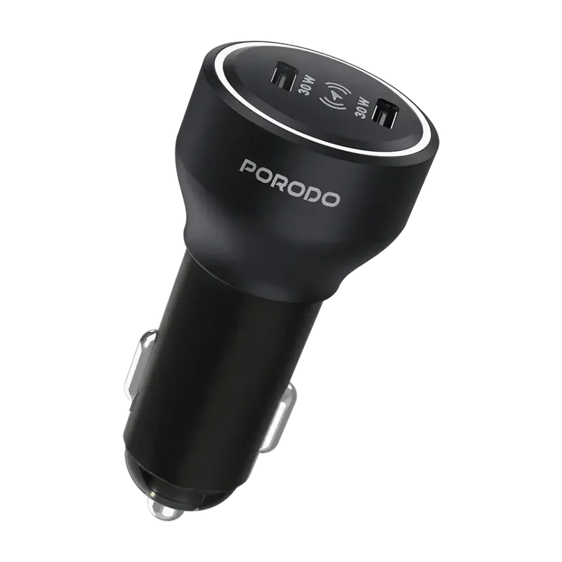 Porodo Velano Car Charger Dual USB-C Ports Black