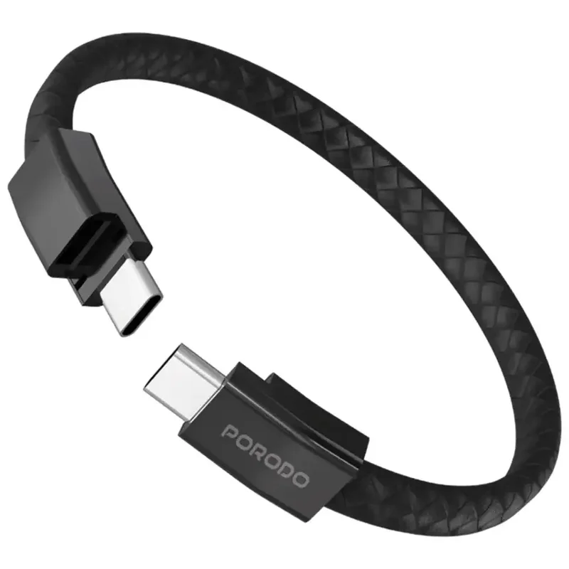 Porodo USB-C To USB-C Wristband Cable Black