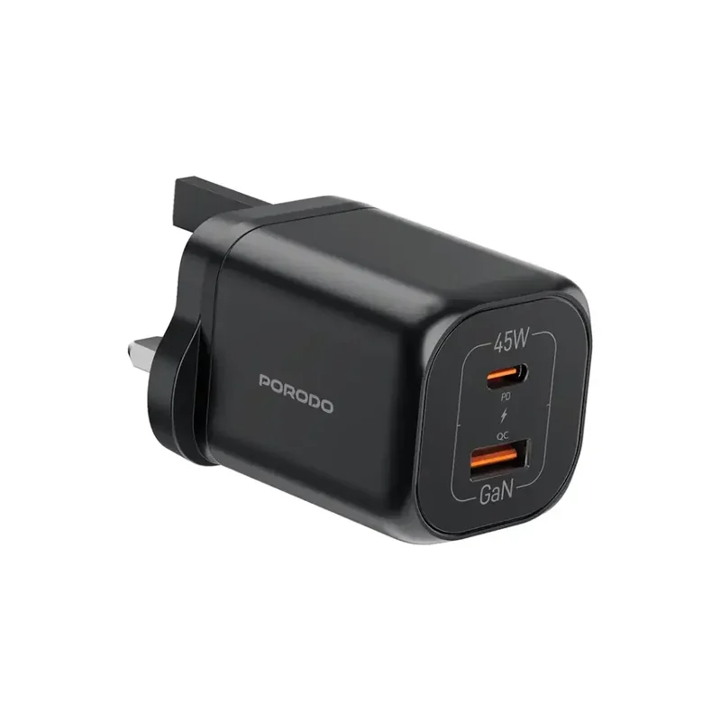 Porodo Dual-Port Quick Charger Black