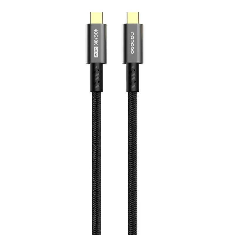 Porodo 40Gbps USB4 Thunderbolt Cable 6ft/1.8m Black