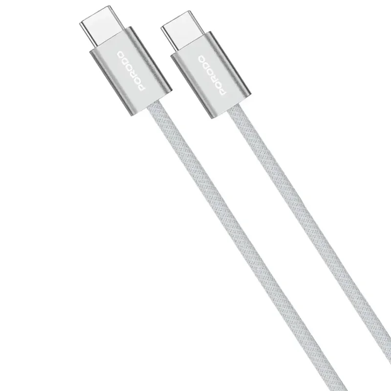 Porodo High-Speed USB-C Braided Cable PD60W Silver