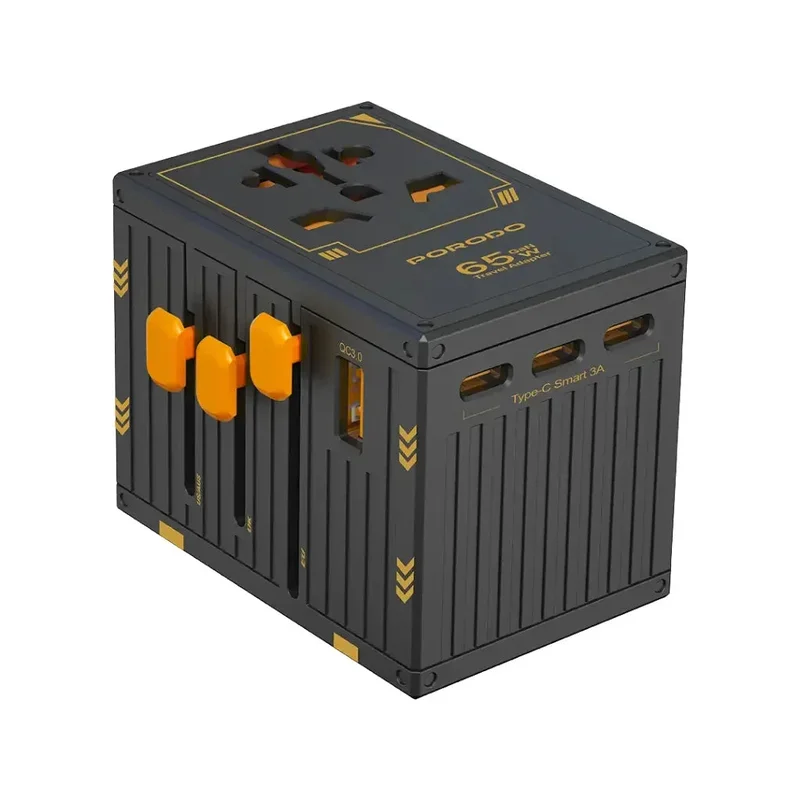 Porodo GaN 5-Port Travel Block Universal Charger Black