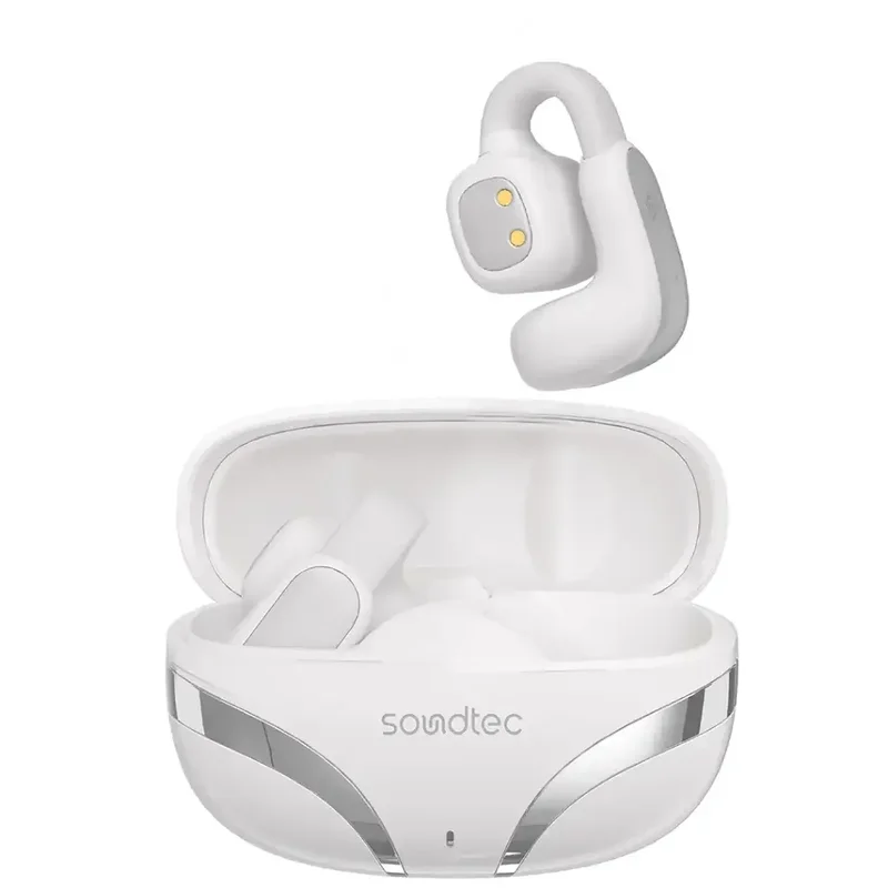 Porodo Soundtec Flexfit Open-Ear Clip-On Wireless Earbuds White