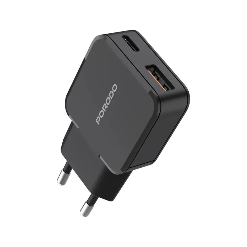 Porodo Dual-Port Mini Wall Charger PD 20W Black