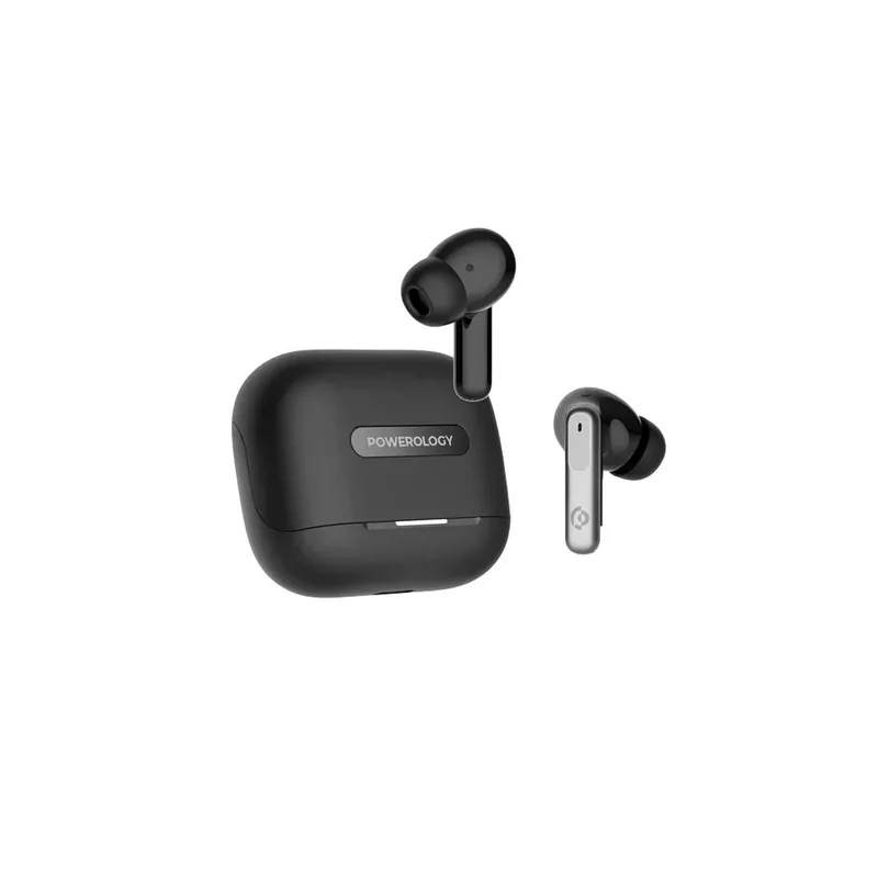 Powerology 6 Mic Hybrid ANC + ENC True Wireless Buds Black