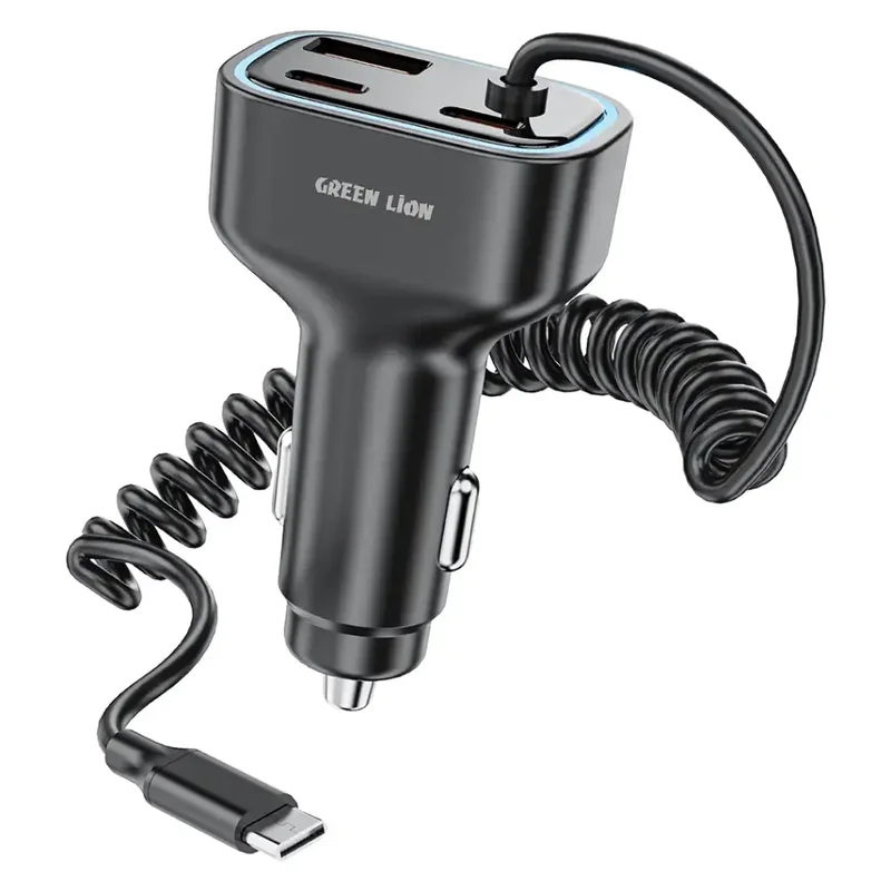 Green Lion 90W Car Charger Dual PD , Built in USB-C Cable PD 45W