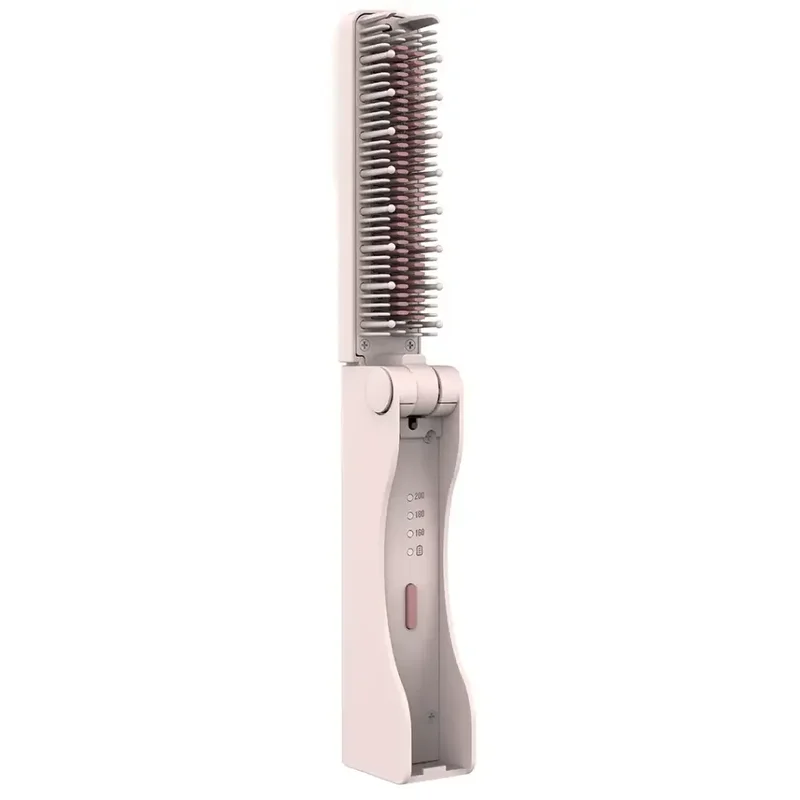 Porodo Foldable Mini Straightener Brush Pink
