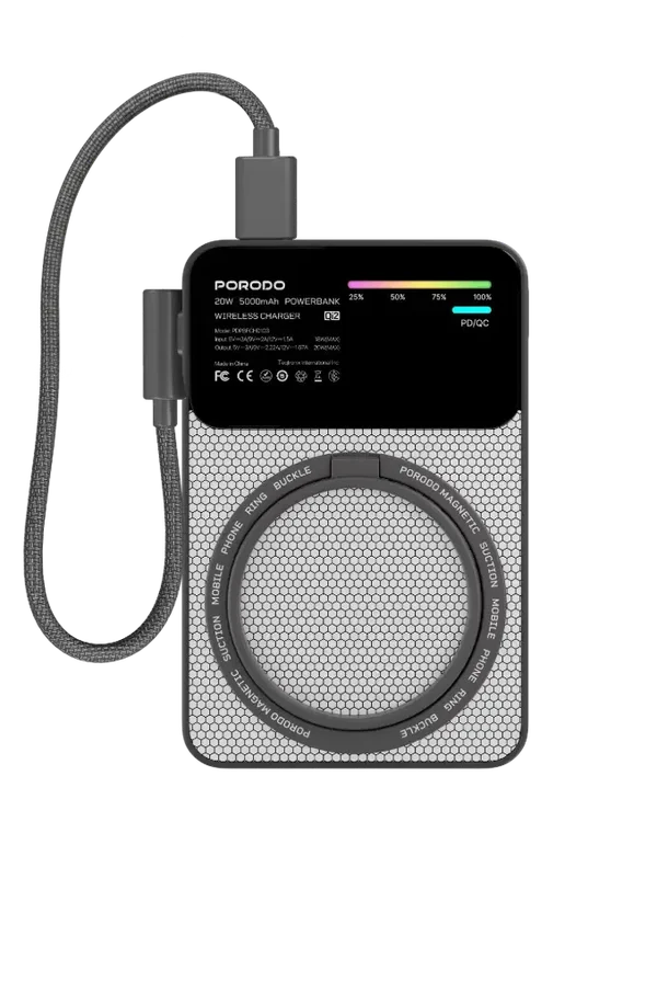 Porodo Yas 5000mAh Power Bank Magsafe Charging Gray