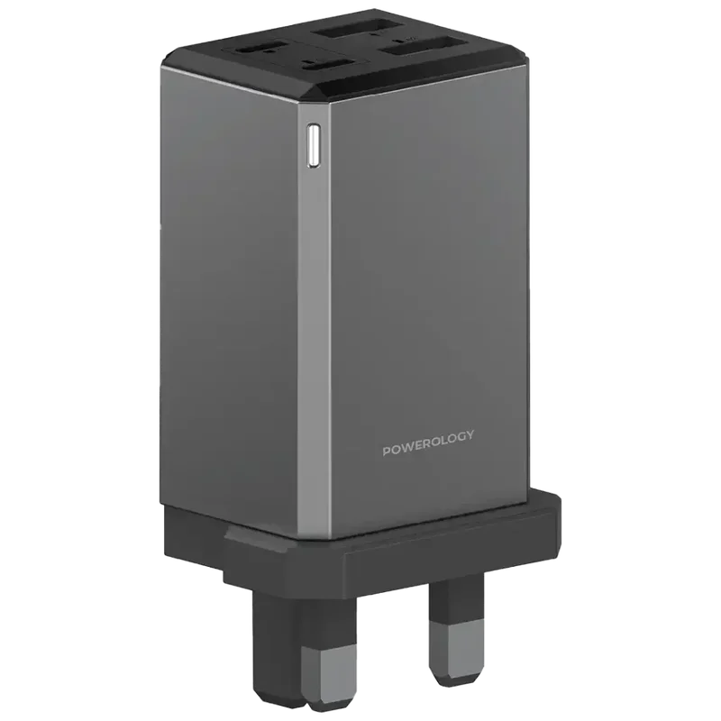 Powerology 65W GaN UK Plug Travel Adapter