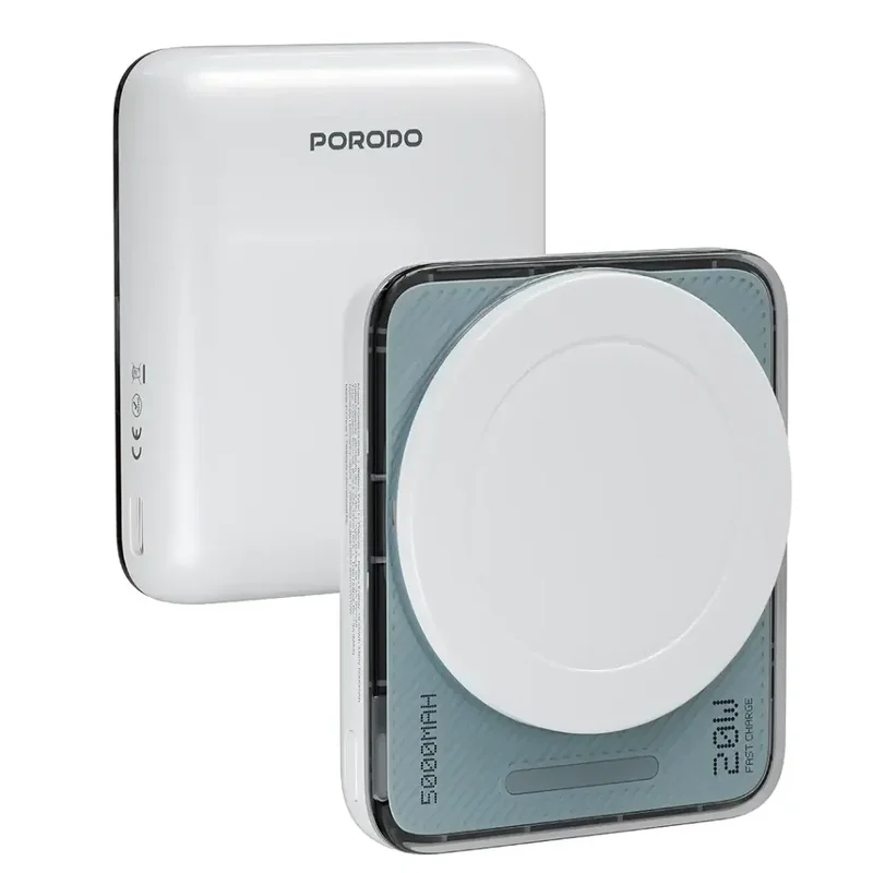 Porodo SOVO 5000mAh MagSafe Power Bank with Charging LED White