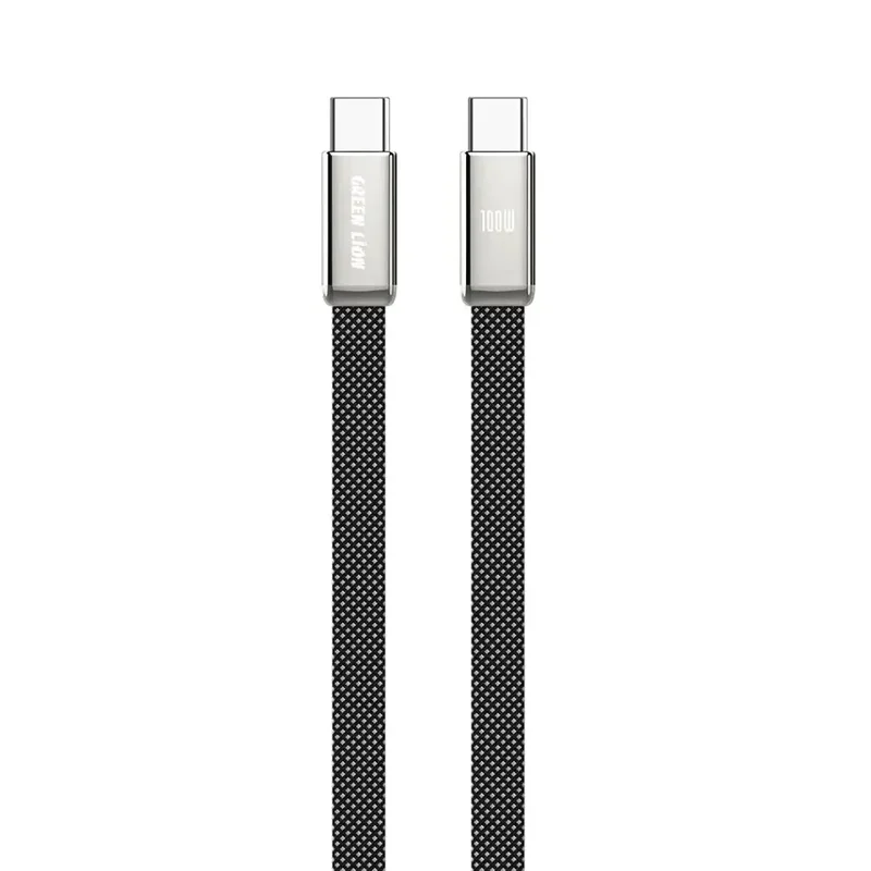 Green Lion Ultra-Thin Braided 1M Cable USB-C To USB-C 100W Black