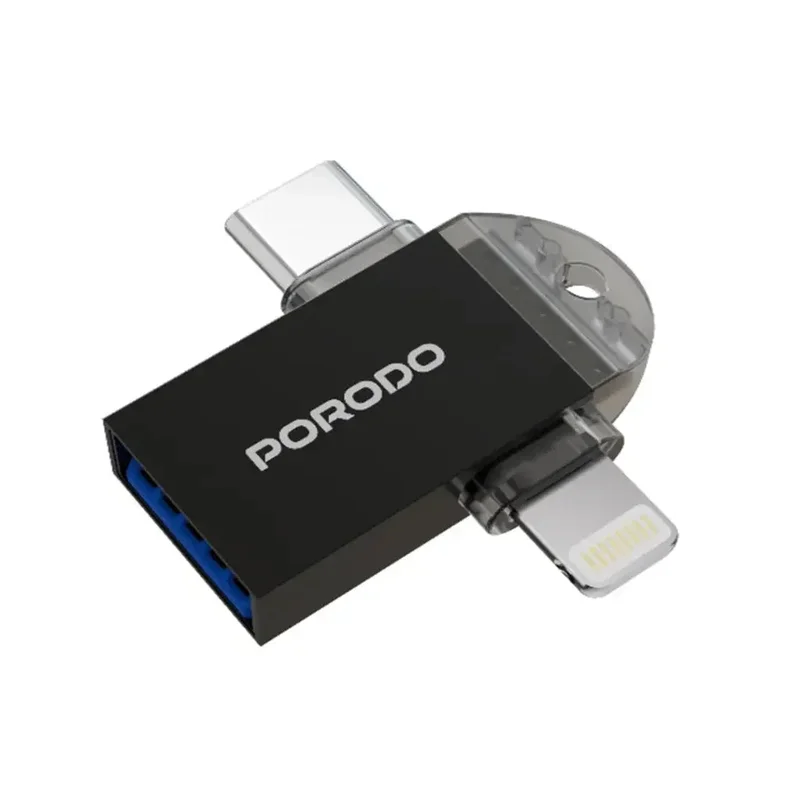 Porodo 3-in-1 OTG Adapter Black