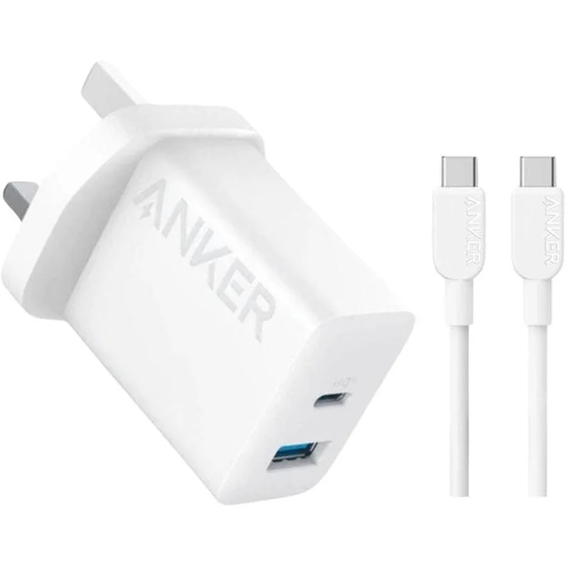 Anker Charger with USB-C to USB-C Cable 2 Ports 20W White