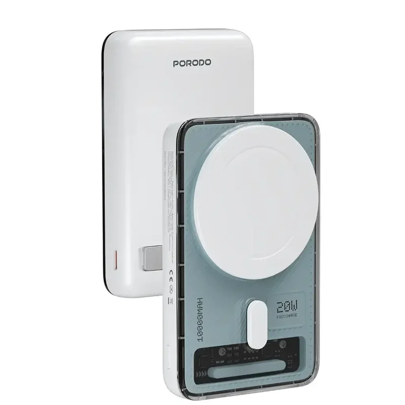 Porodo SOVO 10000mAh MagSafe Power Bank with Charging LED White
