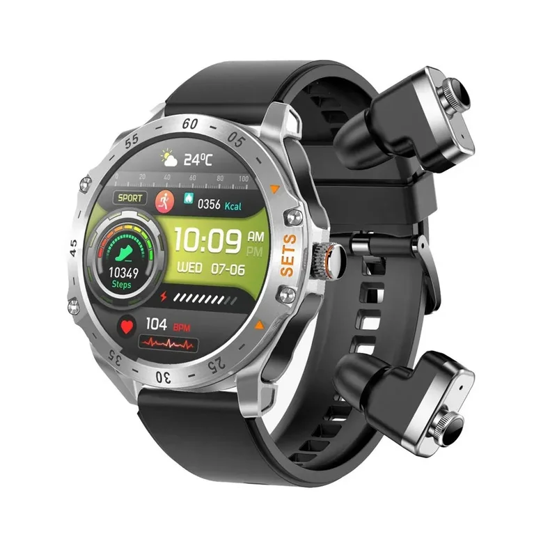 Porodo Hype Smartwatch With Earbuds Silver