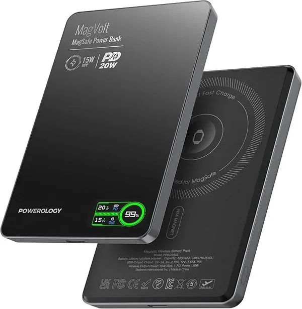Powerology MagVolt 5000mAh Magnetic Power Bank Black