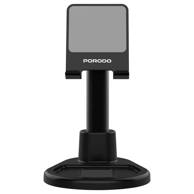 Porodo Multi-Angle Dock Phone & Tablet Stand with Adjustable Telescopic Rod Black