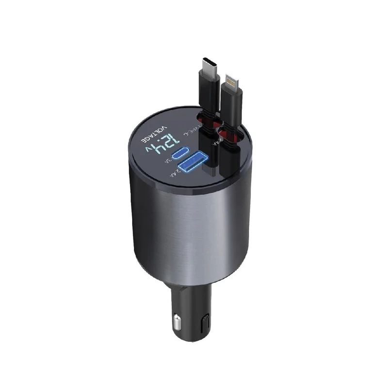 Green Lion 4 In 1 Car Charger With Retractable Cable