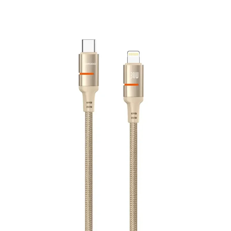 Porodo USB-C To Lightning LED Light Cable Desert Titanium