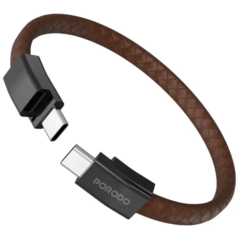 Porodo USB-C To USB-C Wristband Cable Brown