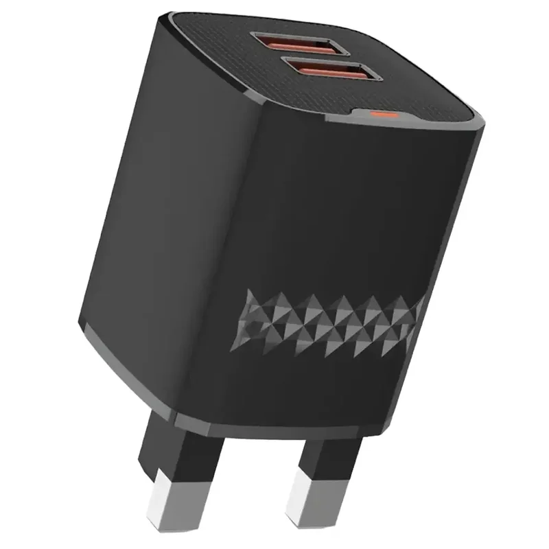 Green Lion Dual Port Wall Charger UK Plug 2 USB-A Port USB-A to Micro 1m Cable