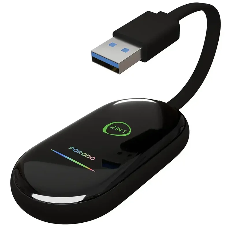 Porodo Play-X Wireless Carplay Adapter with Wi-Fi and Bluetooth Connectivity Black