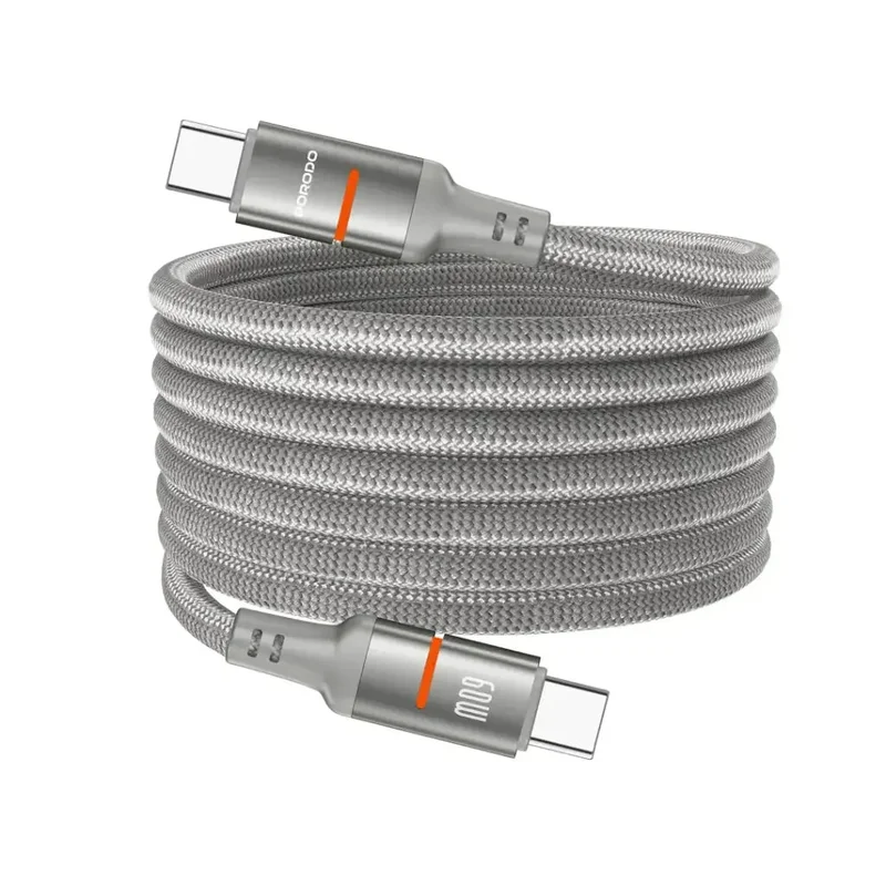Porodo 60W Type-C to Type-C Magnetic Braided Cable Grey