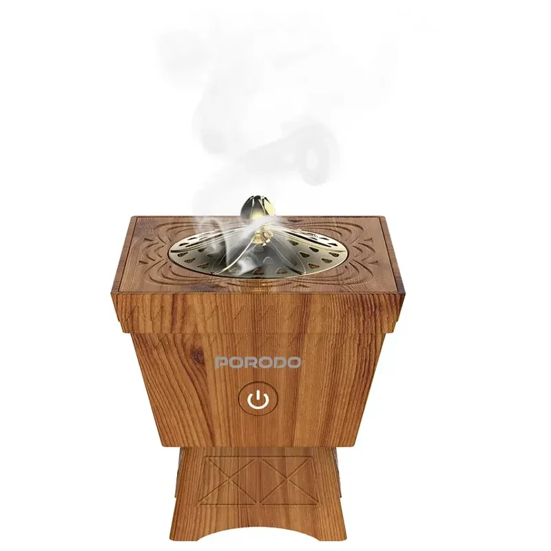 Porodo Lifestyle Classic Wood-Finish Portable Incense Burner Brown