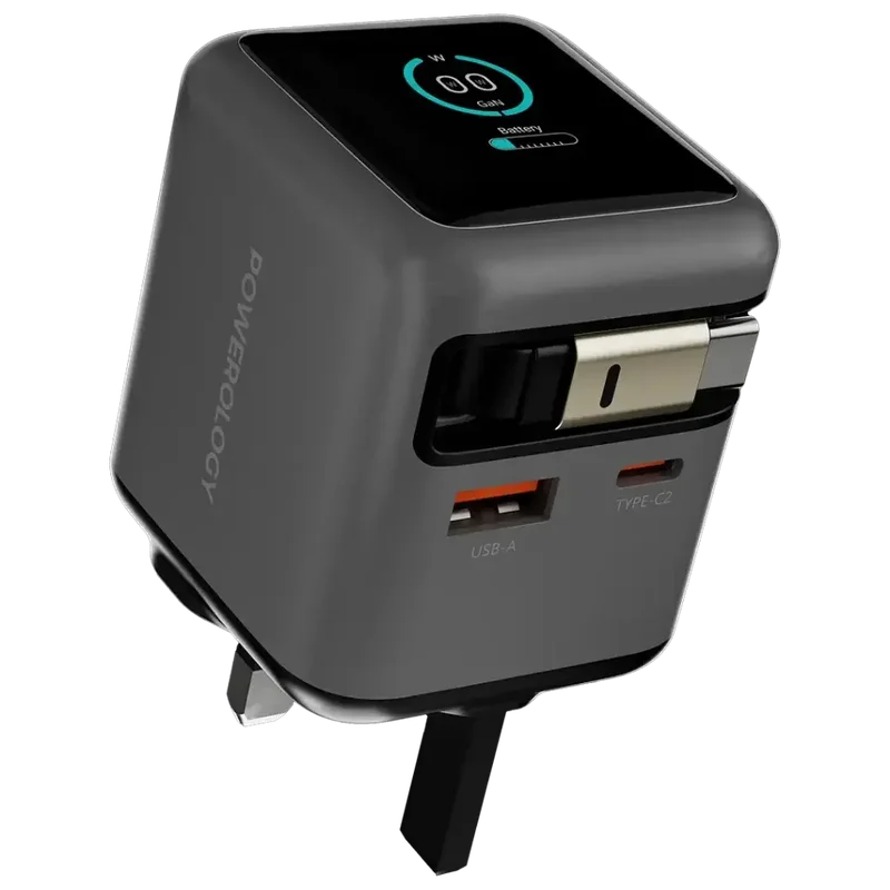 Powerology Halo Dual-Port GaN Charger Grey