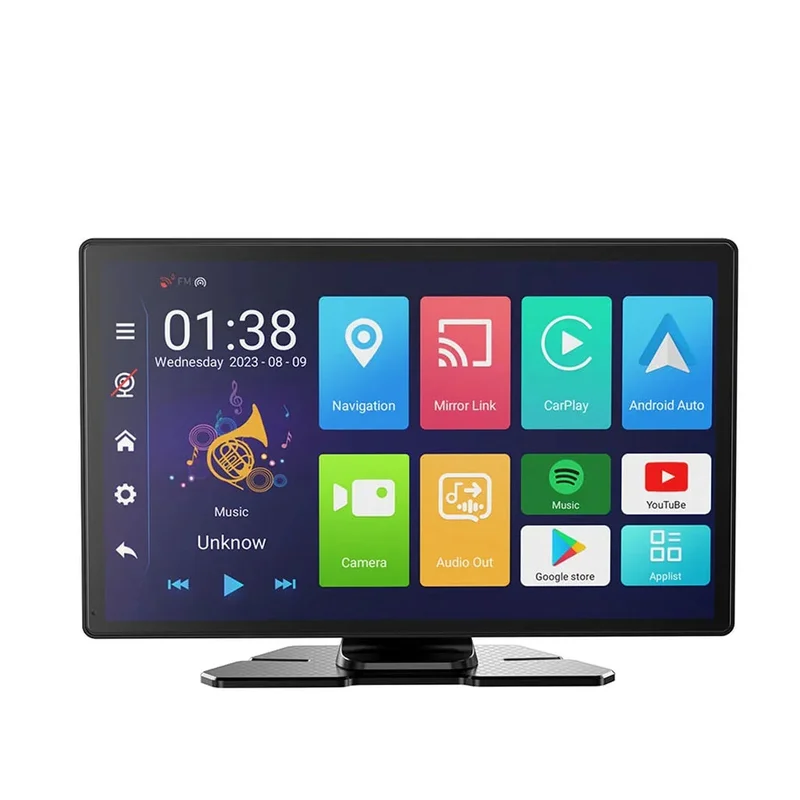 Porodo 9" Android Carplay Tablet & DVR Unlimited Multimedia & Video Recording Black