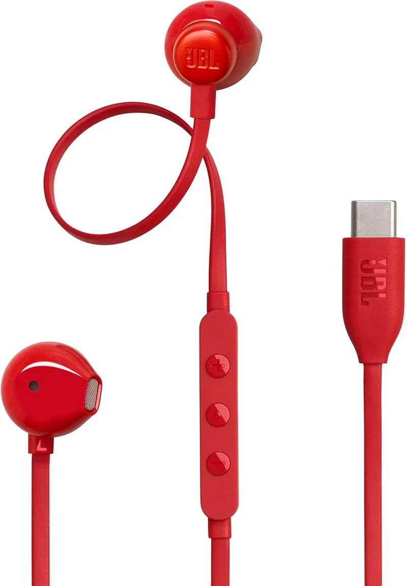 JBL T305C USB-C Hi-Res In-Ear Wired Headphones Red