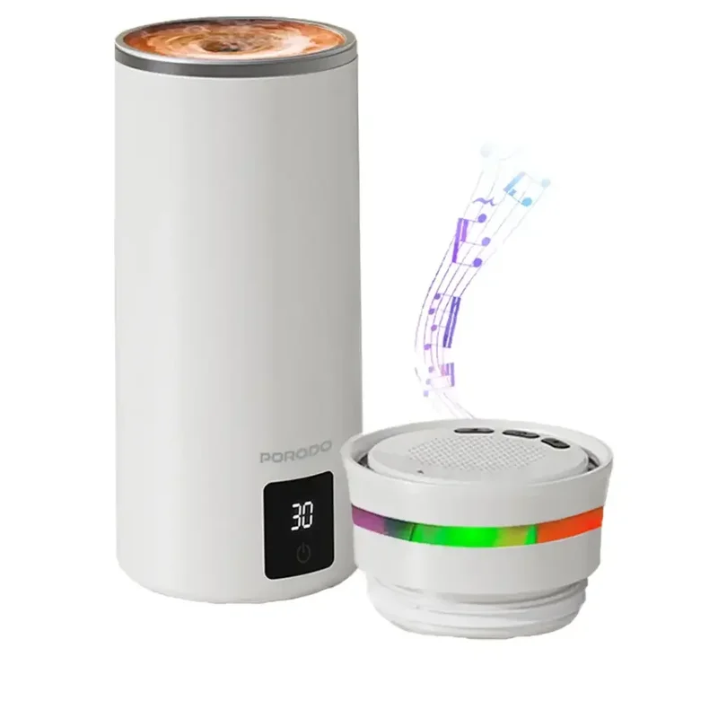Porodo Lifestyle Fluxmix 350ML Stirring Cup with Speaker White