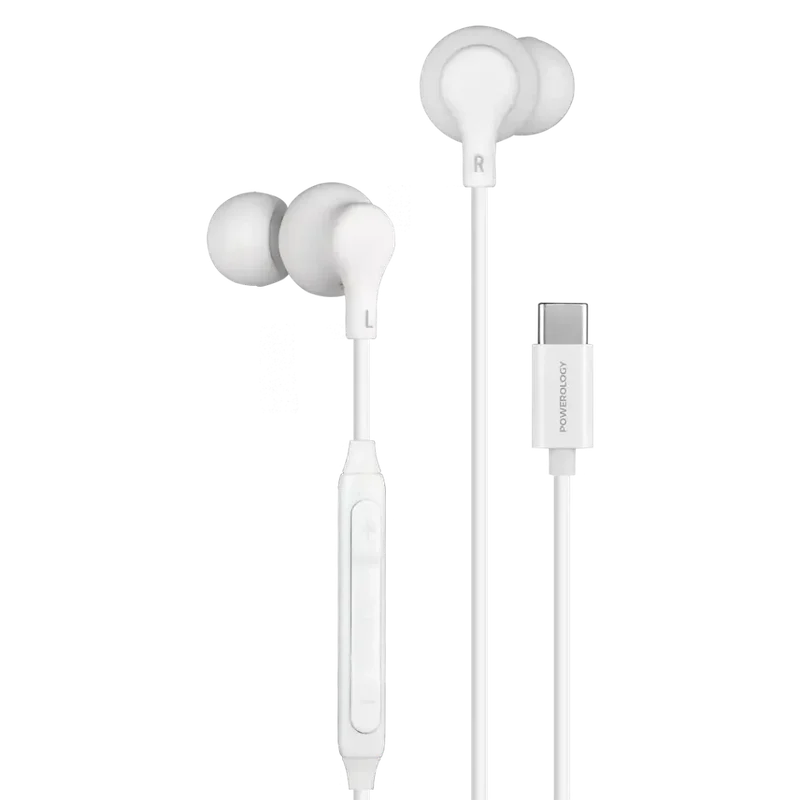 Powerology Type-C In-Ear Stereo Earphones White