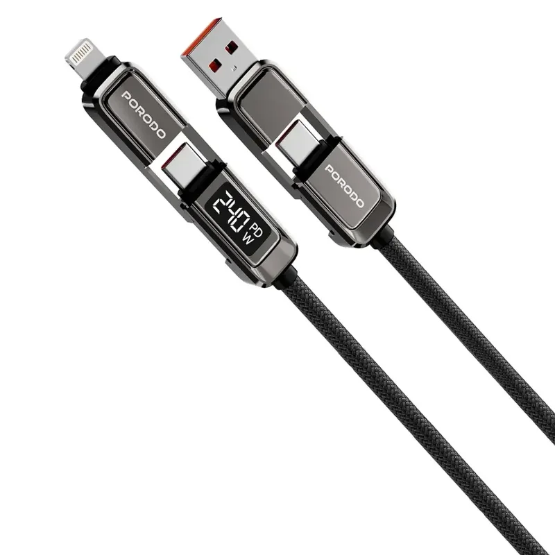 Porodo 4-IN-1 High-Speed Charging Cable Gray