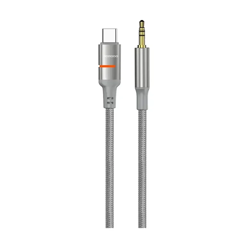 Porodo AUX To Type-C LED Light Cable Gray