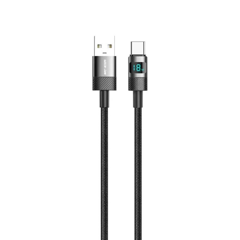 Green Lion LED Display Braided 1M Cable USB-A to Type-C 18W