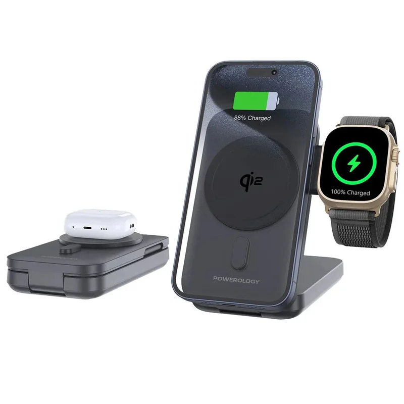 Powerology 10000mAh Qi2 - 15W iPh16 Magsafe Power Bank - Watch Charge