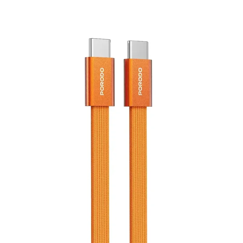 Porodo High-Speed USB-C Braided Cable Charging & Data Transfer Orange