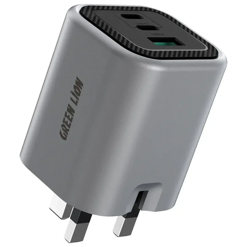 Green Lion Premium Series UK Plug Wall Charger - 3 Port, PD 65W, C to C Cable