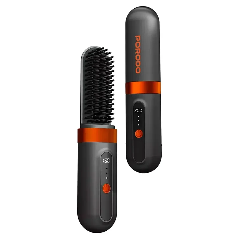 Porodo Lifestyle Portable Heated Styling Brush Black