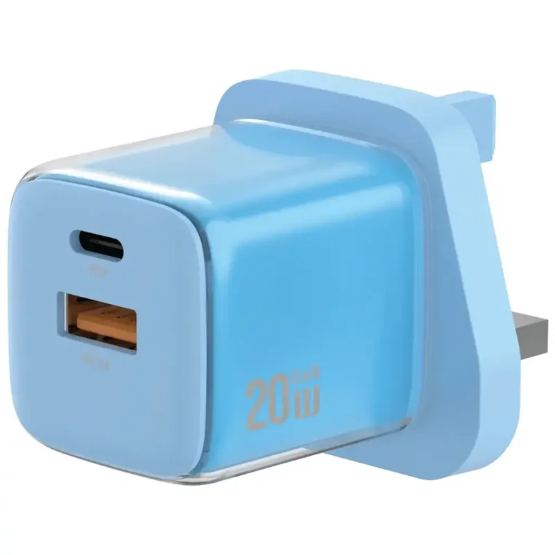 Green Lion Reva Dual Port Wall Charger PD+QC 20W Blue