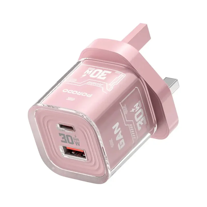 Porodo Tezclarte Quick Wall Charger Dual-Port Fast Charging Pink