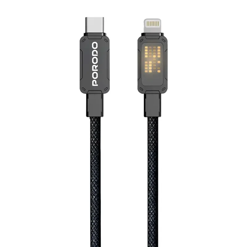 Porodo USB-C to Lightning Braided Cable Black
