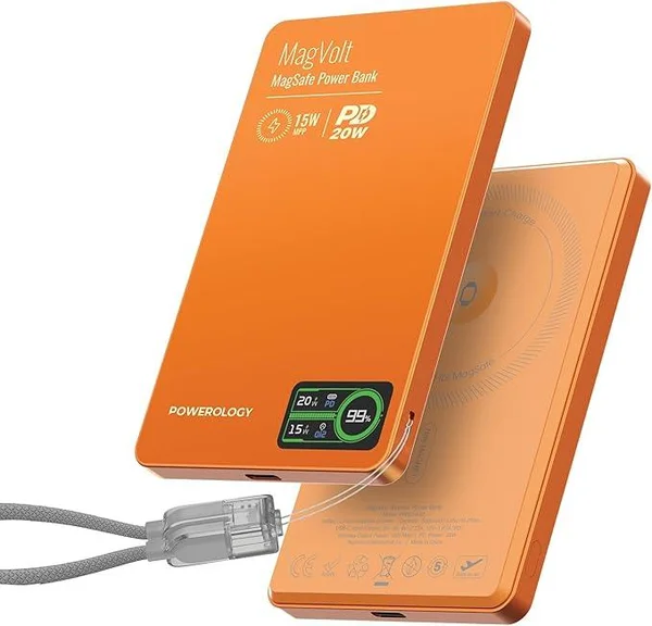 Powerology MagVolt 5000mAh Magnetic Power Bank Orange