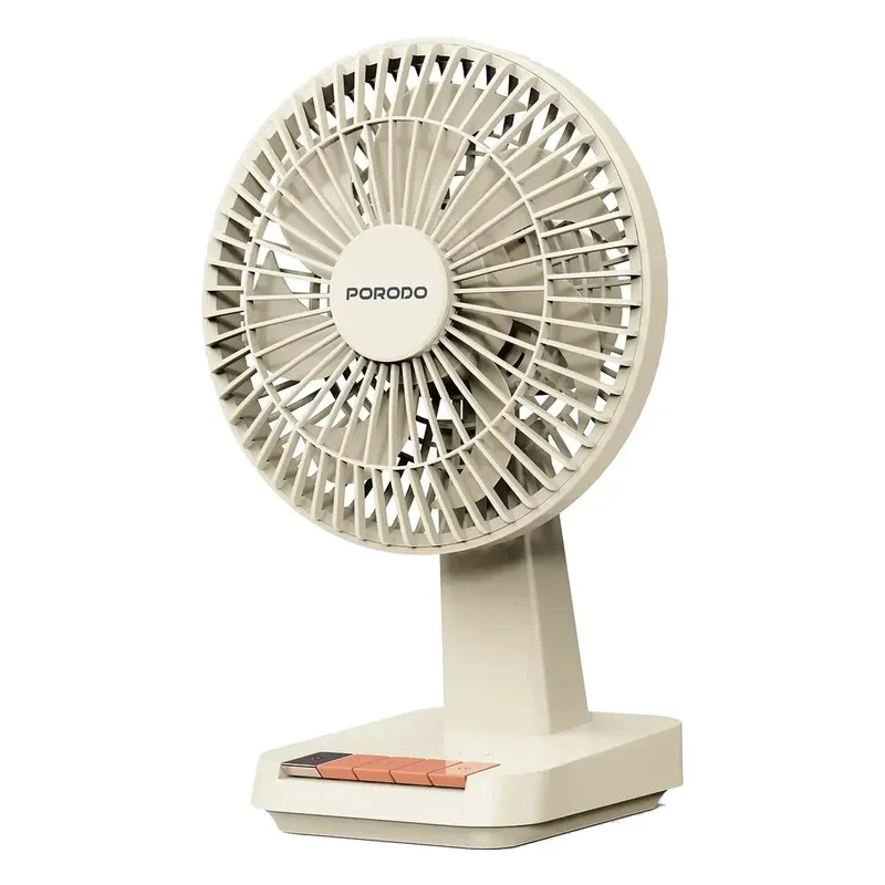 Porodo Lifestyle Chillo Desk Portable Desk Fan With Oscillation Function & Indicator Lights Beige