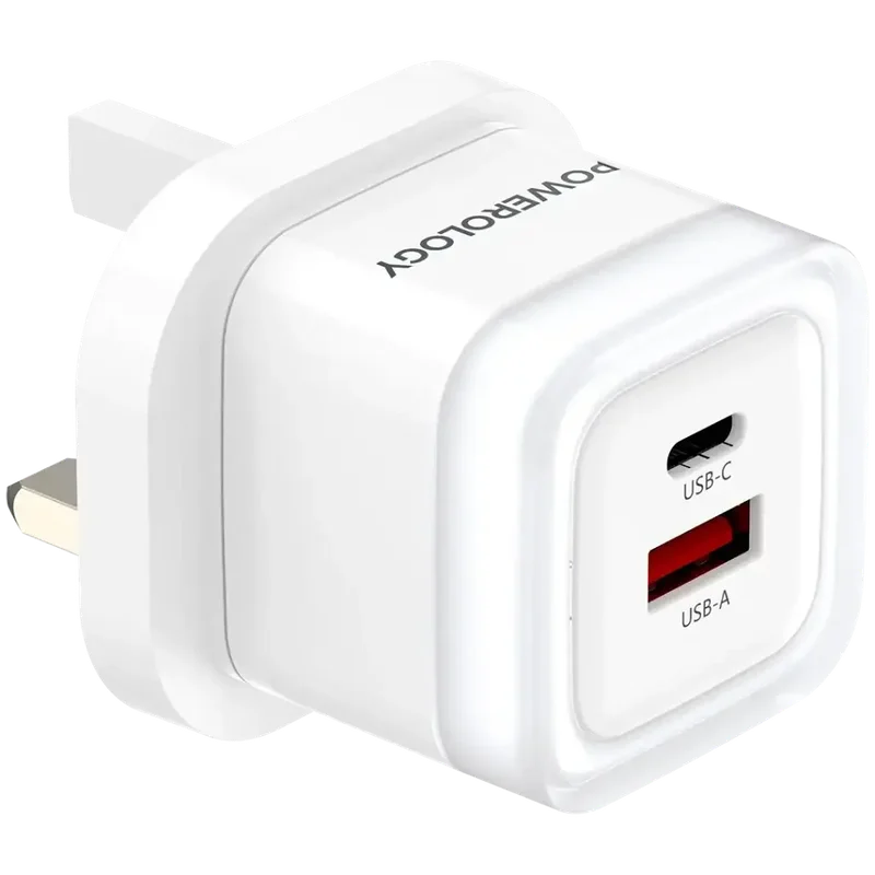 Powerology Dual-Port Fast Charging Adapter PD 35W White